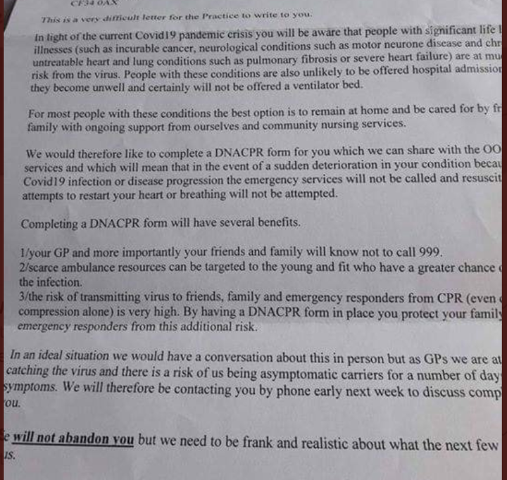 The letter from the Llynfi Surgery.