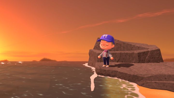 The spot where I watch the sun set every night from my island in the game "Animal Crossing: New Horizons."