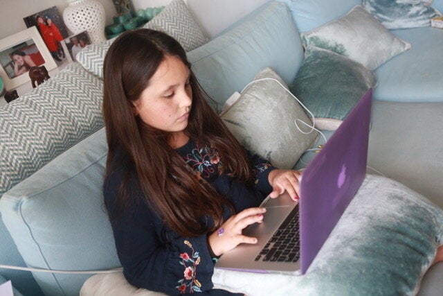 Genevieve Spizzirri is a teacher but must also homeschool her own children during the Hong Kong shutdown.