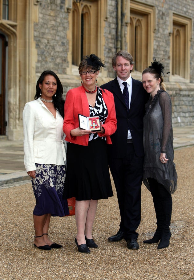 Prue with her children and daughter-in-law