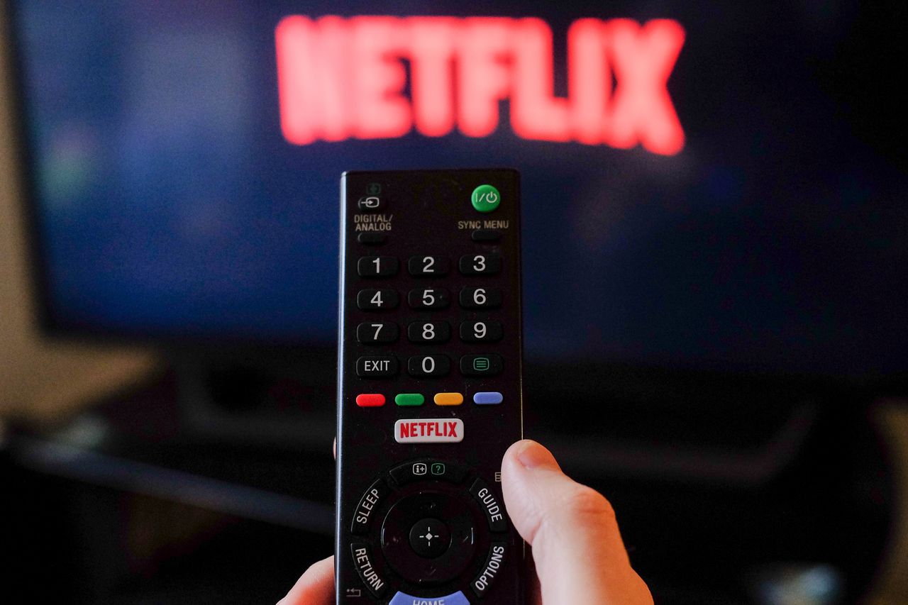 A person loads Netflix on their TV as people in the UK are being urged to socially distance in response to the Coronavirus outbreak