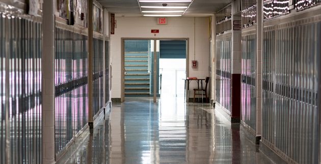 A school empty hallway because school is closed due to the coronavirus