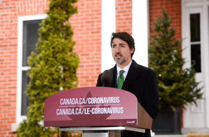 Prime Minister Justin Trudeau addresses Canadians on the COVID-19 pandemic from Rideau Cottage in Ottawa on March 31, 2020.