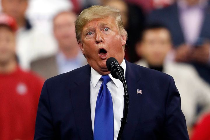 President Donald Trump speaks at a campaign rally on Jan. 14, 2020, in Milwaukee. He has endorsed Justice Daniel Kelly in the state's April 7 judicial election.