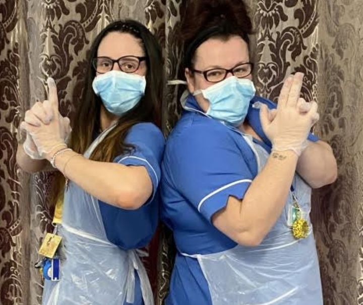 Care workers Michele Adamson and Katy Turner work for charity Caring Connections based in Merseyside