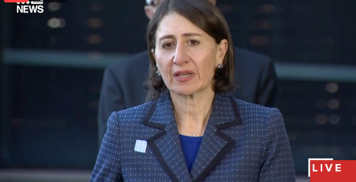 Premier Gladys Berejiklian speaks about the NSW coronavirus lockdown on Friday. 