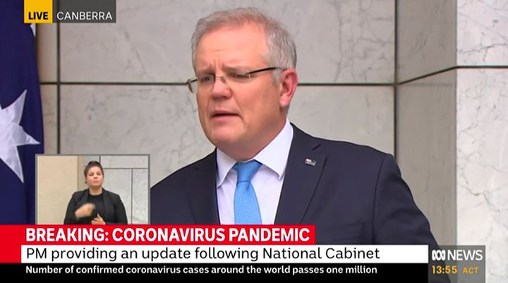 Australian Prime Minister Scott Morrison addresses media on Friday about the coronavirus pandemic. 