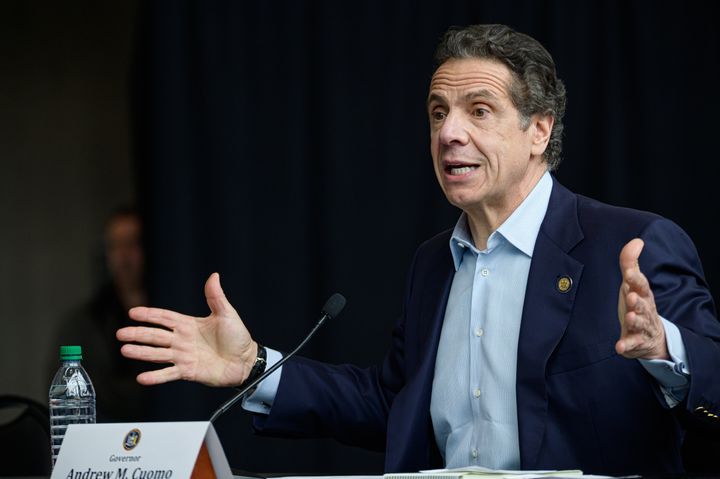 New York Gov. Andrew Cuomo (D) holds a daily press briefing Monday. Cuomo's progressive critics consider his proposed Medicaid cuts a "disaster."