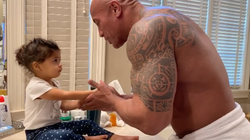The Rock Raps To His Toddler As They Wash Hands. You’re