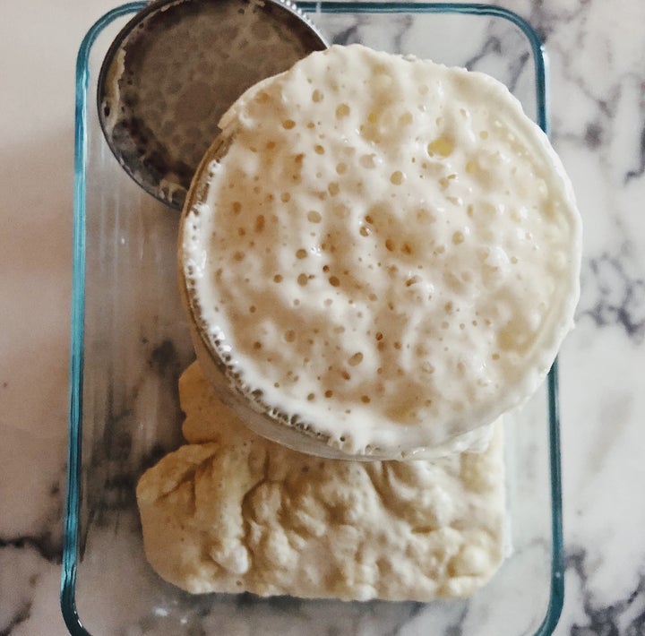 An active sourdough starter.