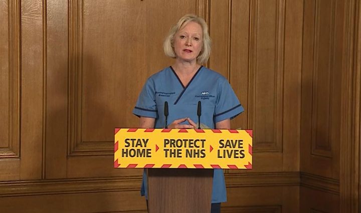Chief nursing officer for England, Ruth May speaking during a media briefing in Downing Street, London, on coronavirus.