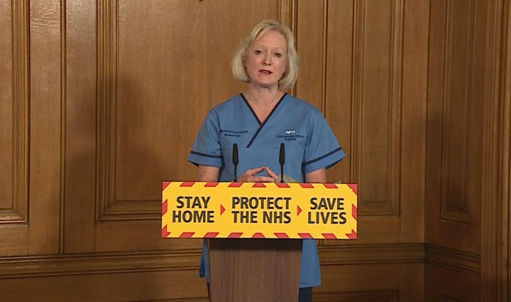 Chief nursing officer for England, Ruth May speaking during a media briefing in Downing Street, London, on coronavirus.