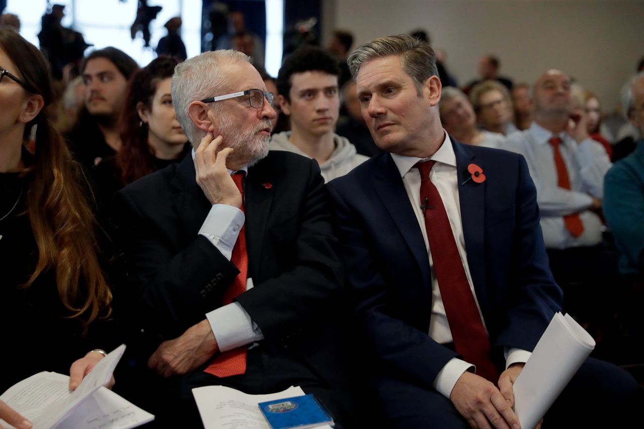 Jeremy Corbyn chats to Keir Starmer during the 2019 general election campaign.