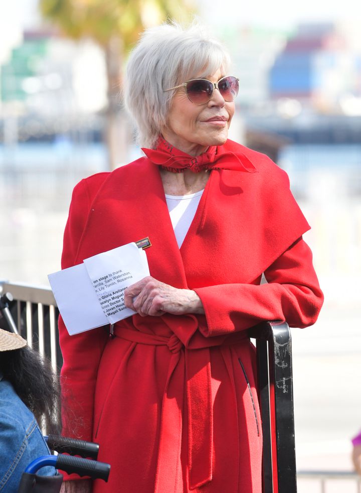 Jane Fonda at one of her Fire Drill Fridays protests last month
