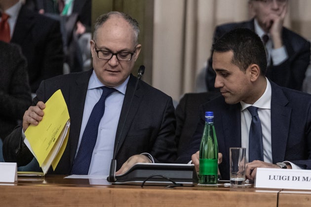 ROME, ITALY - MARCH 03, 2020: Foreign Minister, Luigi di Maio and Economy Minister, Roberto Gualtieri...