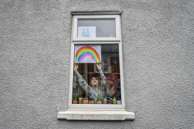 The Queen referenced the drawings of rainbows being placed in household windows to keep children’s spirits up during the lockdown.