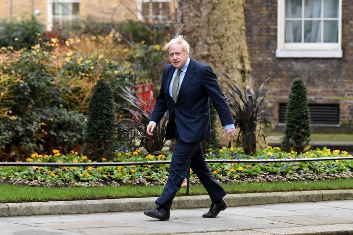 Prime Minister Boris Johnson leaving Number 10 at Downing Street, London on. Dec. 13, 2019.