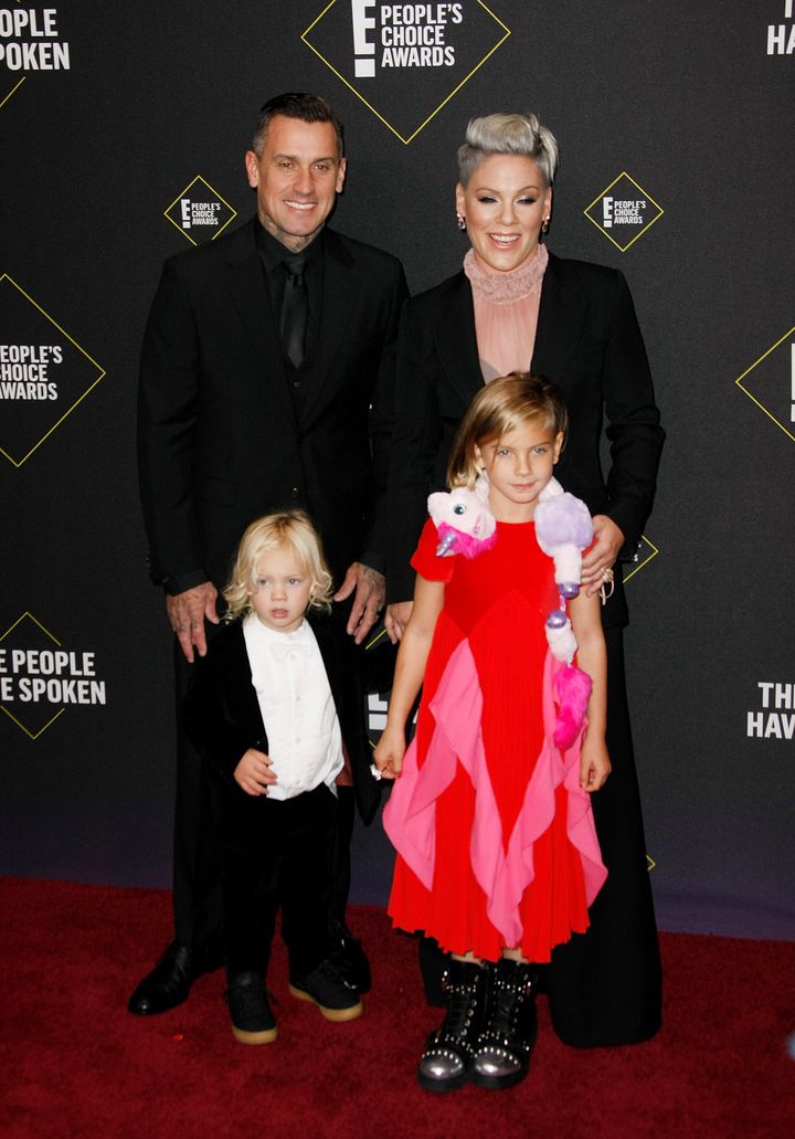 Pink with her husband Carey Hart, daughter Willow and Jameson.