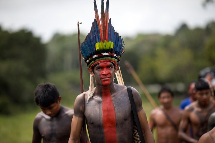 Αυτόχθονες προσέρχονται σε συνάντηση των φυλών στο Τεκοχάου (Βραζιλία, 2019)