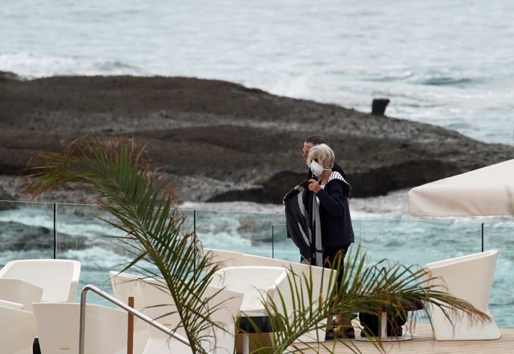 Guests at the H10 Costa Adeje Palace hotel, which is under lockdown over the coronavirus outbreak in Tenerife, Canary Islands, Spain, March 6, 2020.