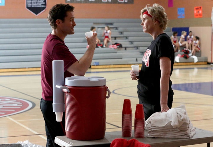 Will (Matthew Morrison) and Sue (Jane Lynch) chat in the special two-hour series finale on March 20, 2015. 