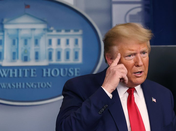 U.S. President Donald Trump at the White House on Apr. 6, 2020 in Washington, DC. 