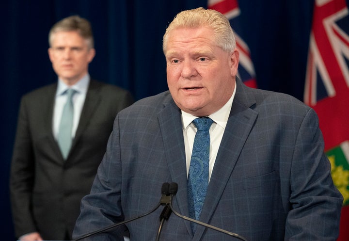 Ontario Premier Doug Ford at the daily briefing at Queen's Park in Toronto on April 4, 2020.