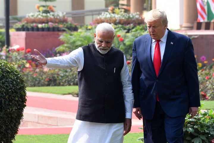 Prime Minister Narendra Modi and US President Donald Trump at Hyderabad House, on February 25, 2020 in New Delhi.