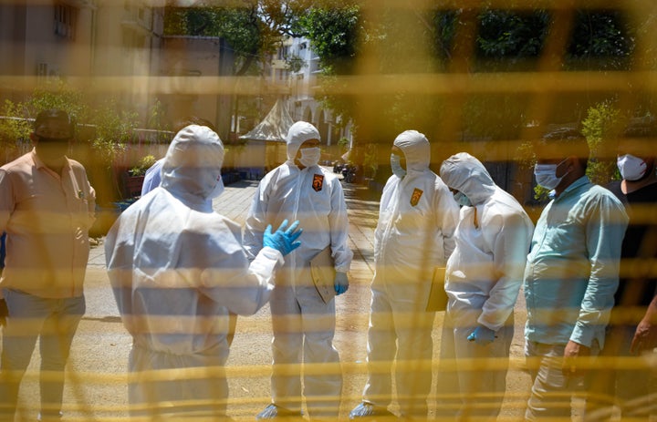 A Delhi Forensic Science Laboratory team during an investigation at the Markaz Banglewali Masjid in Nizamuddin, on April 5, 2020 in New Delhi, India.