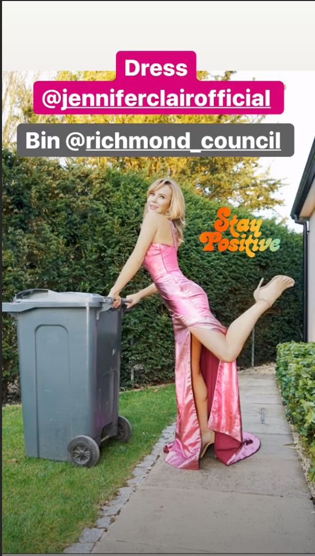 Amanda Holden got dressed up to take her bins out on Monday night