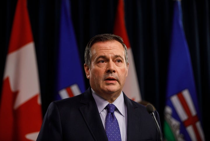 Alberta Premier Jason Kenney updates media on measures taken to help with COVID-19, in Edmonton on March 20, 2020. 