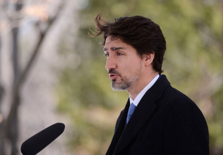 Prime Minister Justin Trudeau addresses Canadians on the COVID-19 pandemic from Rideau Cottage in Ottawa on April 7, 2020.