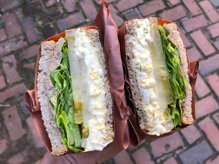 An egg salad sandwich from Lil’s Bagels in Covington, Kentucky.