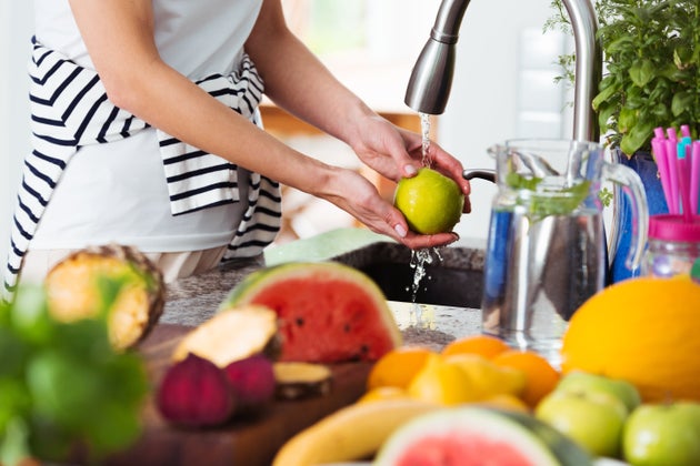 Washing your produce in water alone is a better alternative than using