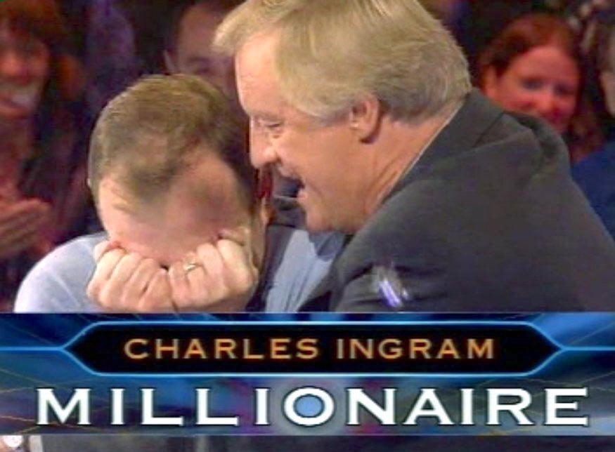 Chris Tarrant celebrates Ingram's £1m win