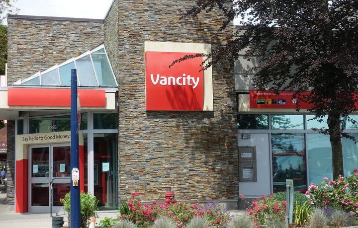 In this undated file photo, a Vancity credit union branch is seen in Vancouver, B.C.