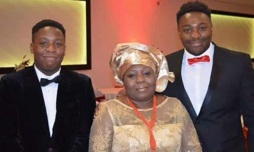 Care worker Carol Jamabo with her sons Tonye Selema (left) and Abiye Selema