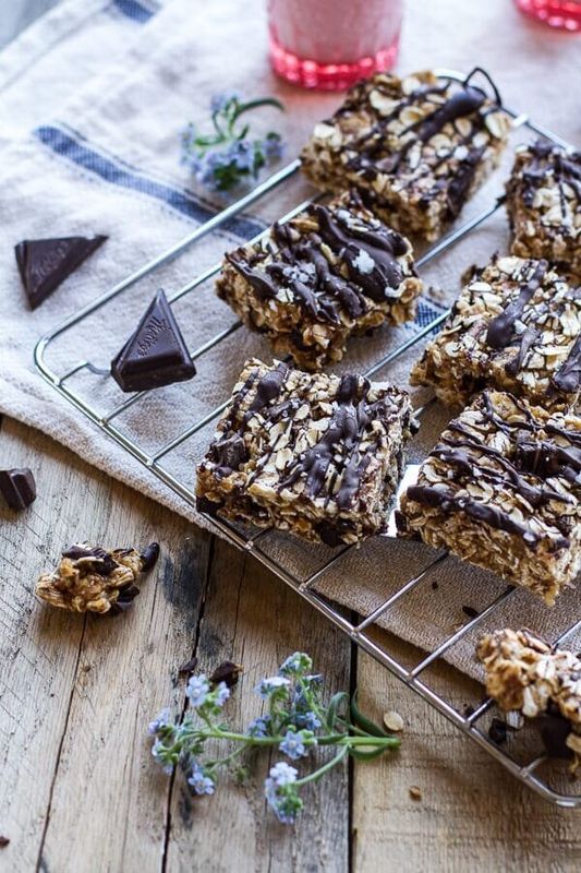 Get the recipe for Healthy No-Bake Salted Dark Chocolate Chunk Oatmeal Bars from Half Baked Harvest