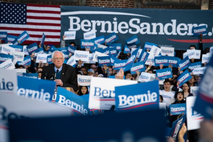 U.S. Sen. Bernie Sanders appears in Ann Arbor, Mich., for a campaign rally on March 8. Sanders had long been seen as a front-runner in the Democratic race.