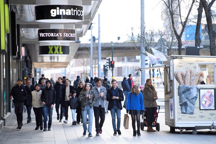 A scene from Stockholm on Saturday, April 4.