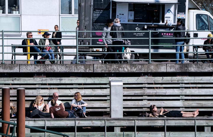 People took to the outdoors with the onset of pleasant weather in Malmö, Sweden, on Sunday, April 5.