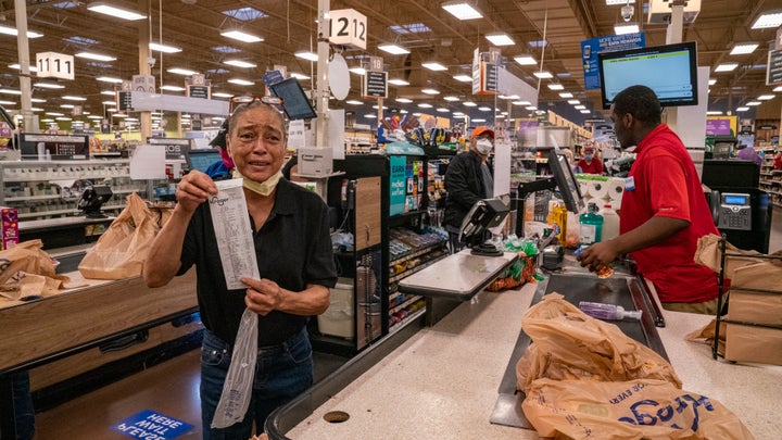 Elderly shoppers at Kroger who had their groceries paid for by Tyler Perry.