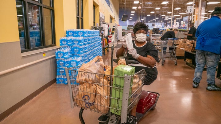 Elderly shoppers at Kroger who had their groceries paid for by Tyler Perry.