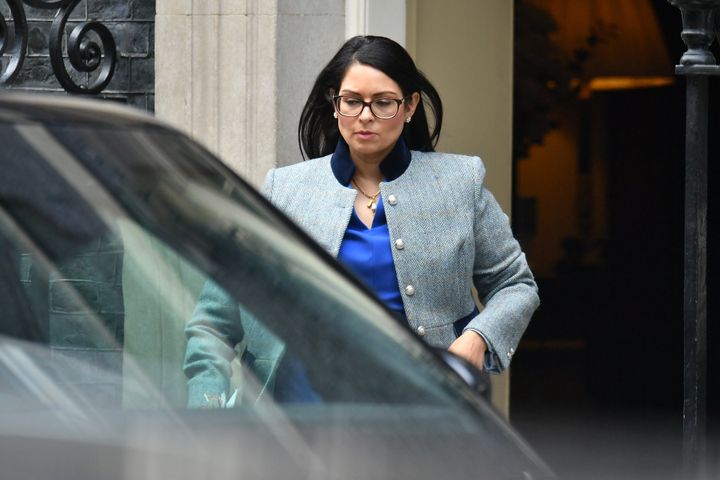 Home Secretary Priti Patel leaves 10 Downing Street, London, following a cabinet meeting over Covid-19