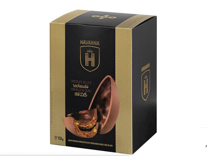 Ovo Havanna de Chocolate ao Leite Recheado com Dulce de Leche e Nozes