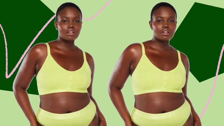 Track Cotton Rib Plunge Bralette - Neon Green - 3X at Skims