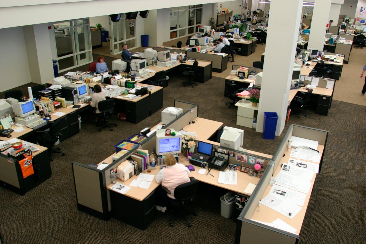 The newsroom of the Cleveland Plain Dealer, which laid off all but 14 reporters in early April.
