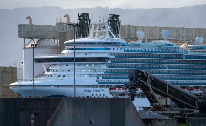 The Princess cruise ship, Ruby Princess, berthed inside Port Kembla dock after being held by authorities due to COVID-19 outbreak on April 6, 2020 in Port Kembla, NSW, Australia.