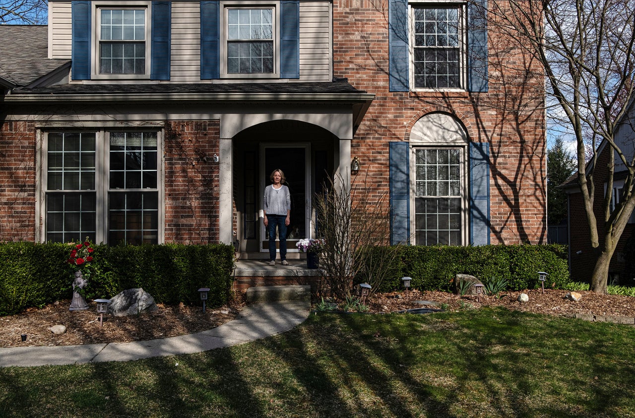 Linda standing outside her home on Wednesday.