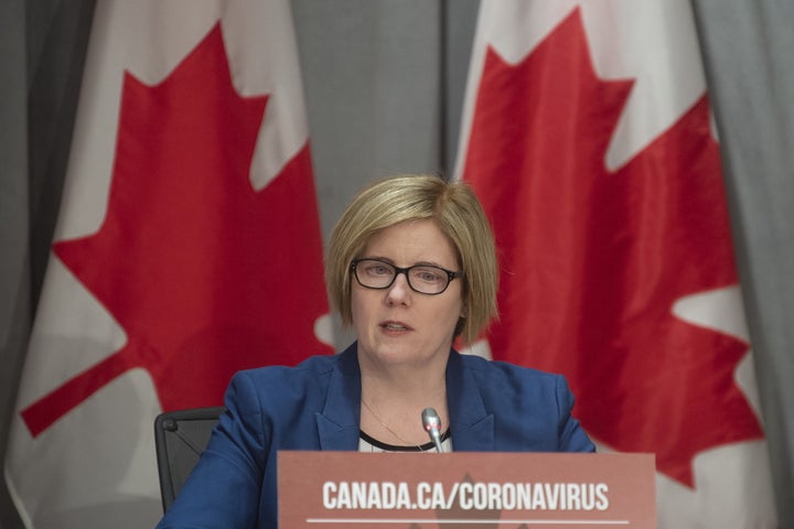 Employment, Workforce Development and Disability Inclusion Minister Carla Qualtrough speaks during a news conference in Ottawa on Thurs. March 26, 2020. 